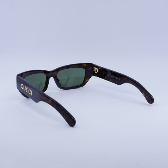 Gucci GG1296S 004 Sunglasses Havana Rectangle Frame, Green Lenses - Picture 7 of 12
